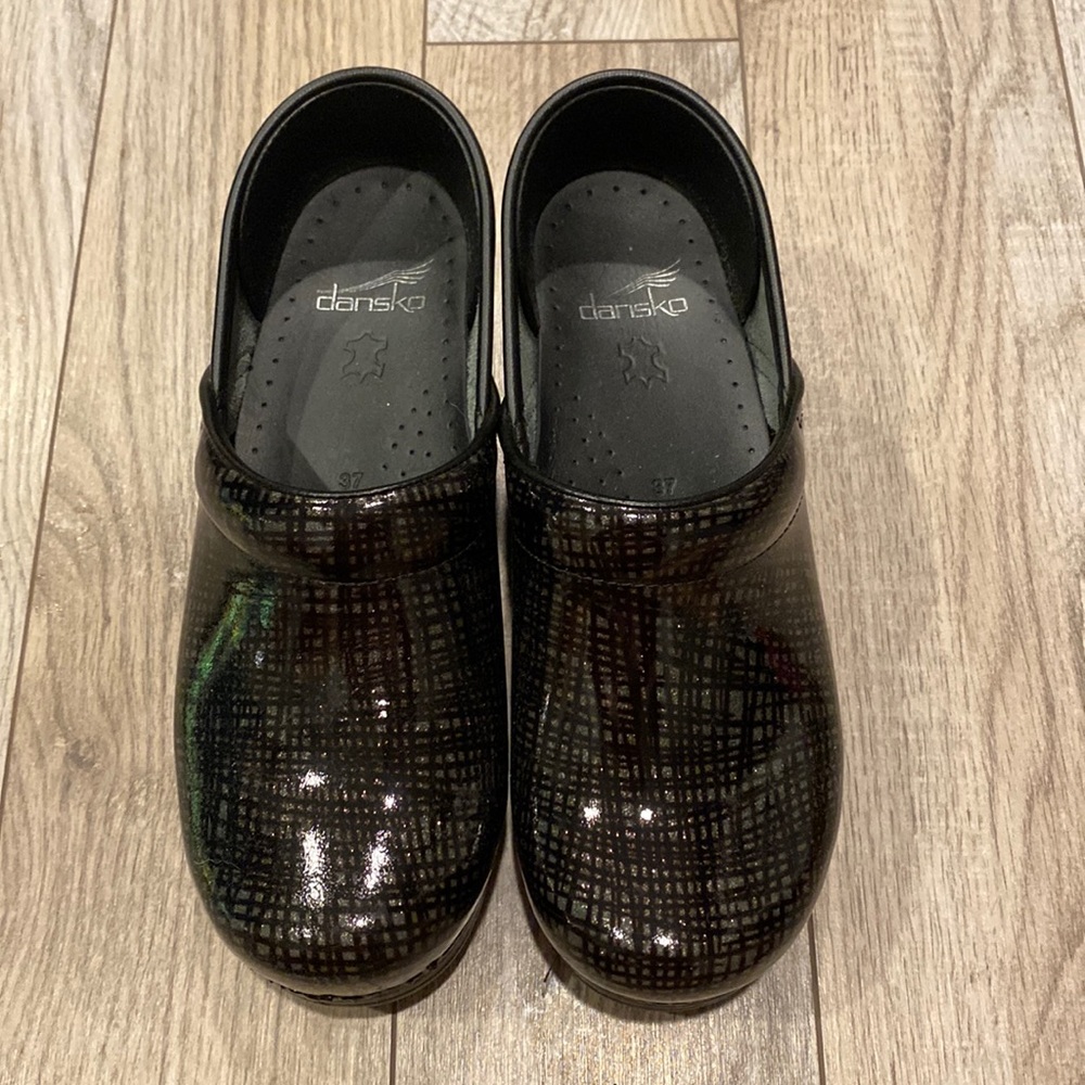 Dansko Black Striped Clogs